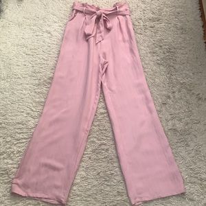 Pink Wide Leg Linen Pants